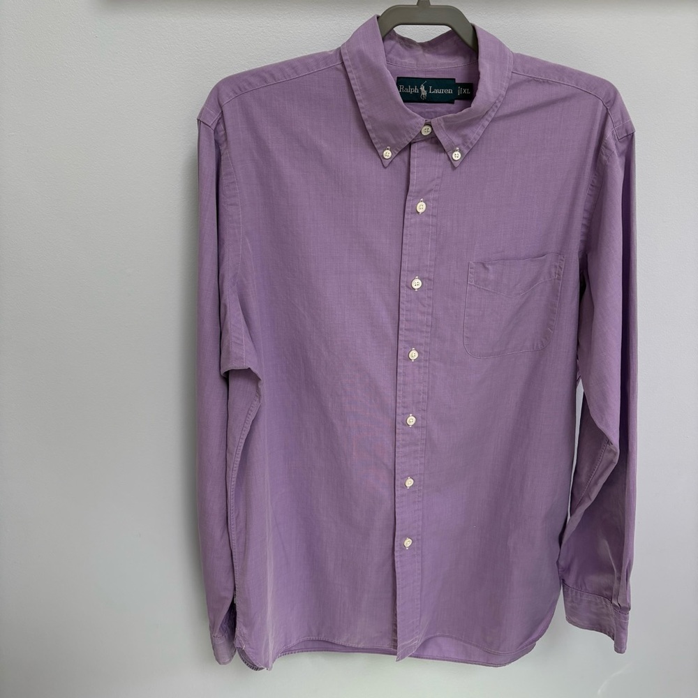 Ralph Lauren Men’s Button Down Shirt Size XL Purple Long Sleeve Preppy Old Money